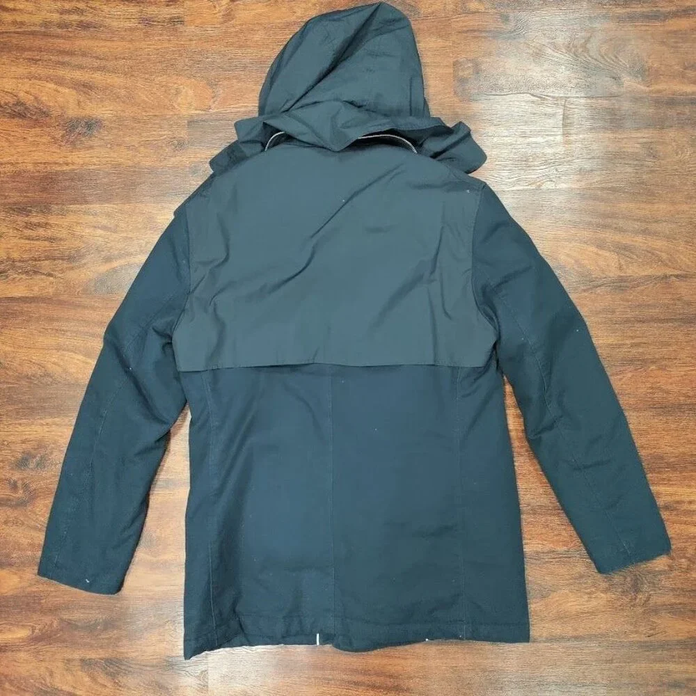 Lacoste Mens Blue Repellant Over Coat  Zip Away Hood BH1525 XL - Picture 6 of 16